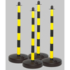Paal PE 90cm geel/zwart + voetstuk vulbaar met water 4st